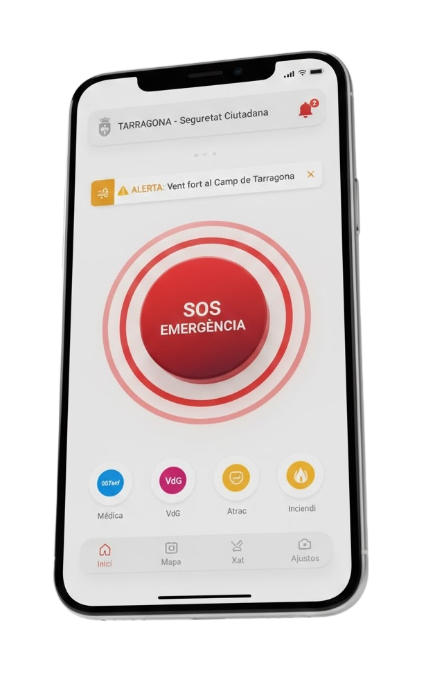 Mockup de l'app municipal de seguretat ciutadana